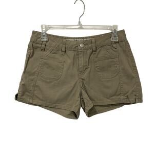 Vintage Y2K Mudd Jeans Tan Booty Mini Shorts Size 5 Low Rise 90s Retro Festival